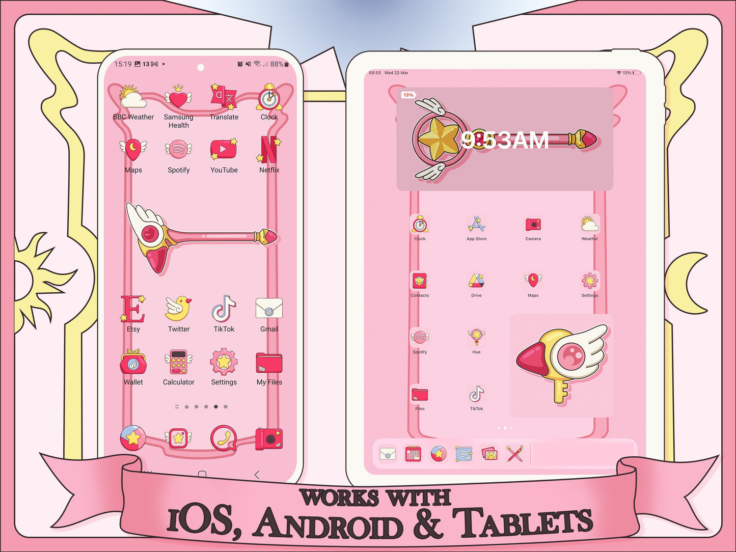 Magical Girl Anime Aesthetic Icon Pack for iOS, Android & Tablets