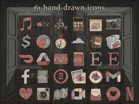 Dark Academia Icon Pack for iOS, Android & Tablets