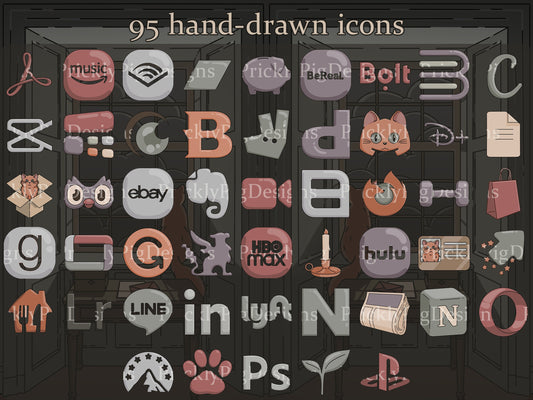 Dark Academia Icon EXPANSION Pack for iOS, Android & Tablets