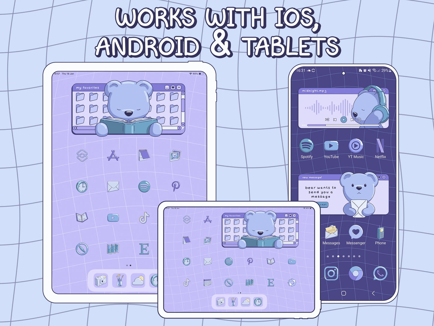 Lofi Bear App Icon Pack for iOS, Android & Tablets