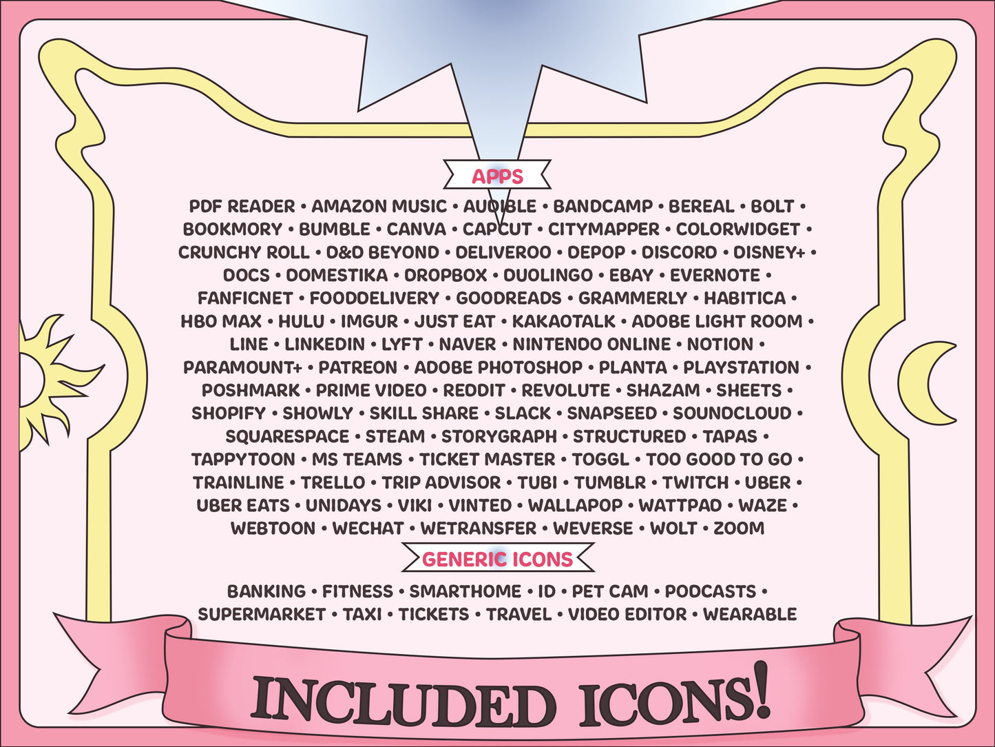 Magical Girl Anime Aesthetic Icon Expansion Pack for iOS, Android & Tablets