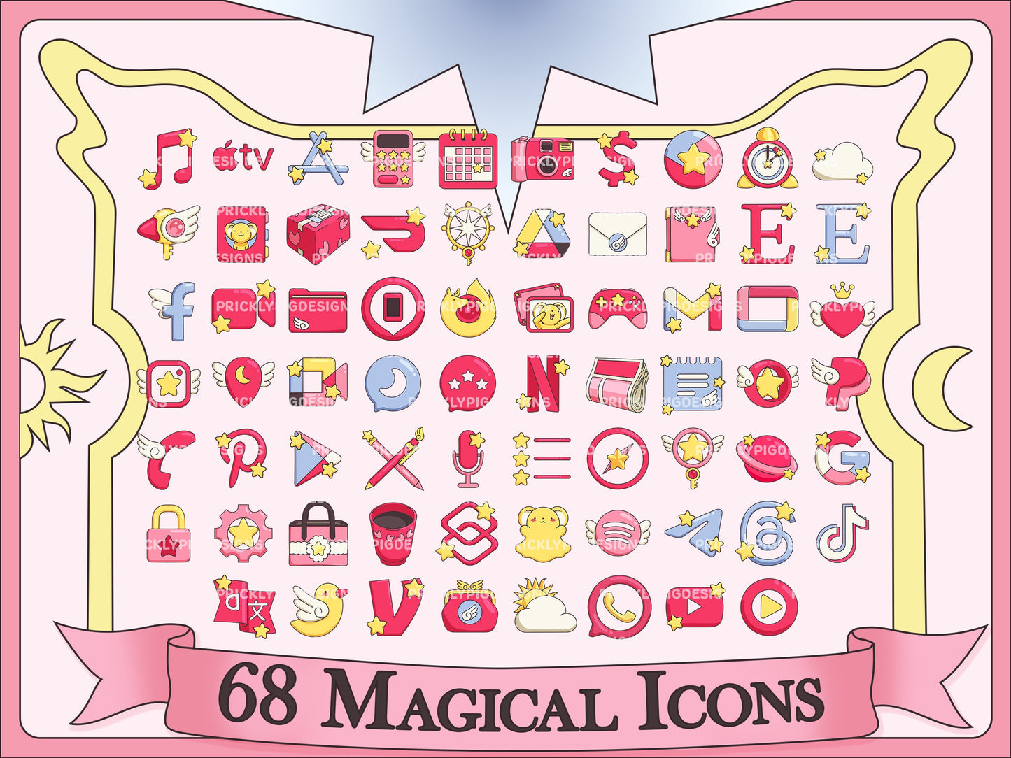 Magical Girl Anime Aesthetic Icon Pack for iOS, Android & Tablets