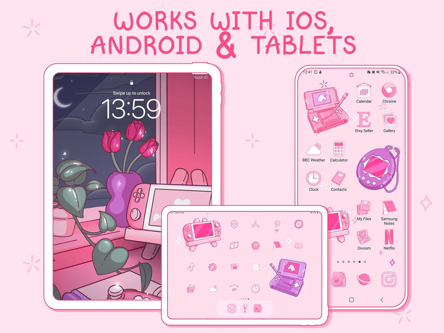 Pink Gamer Icon Pack for iOS, Android & Tablets