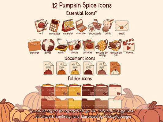 Pumpkin Spice Isometric Cafe Desktop Folder Icon & Wallpaper Pack for Windows + Mac