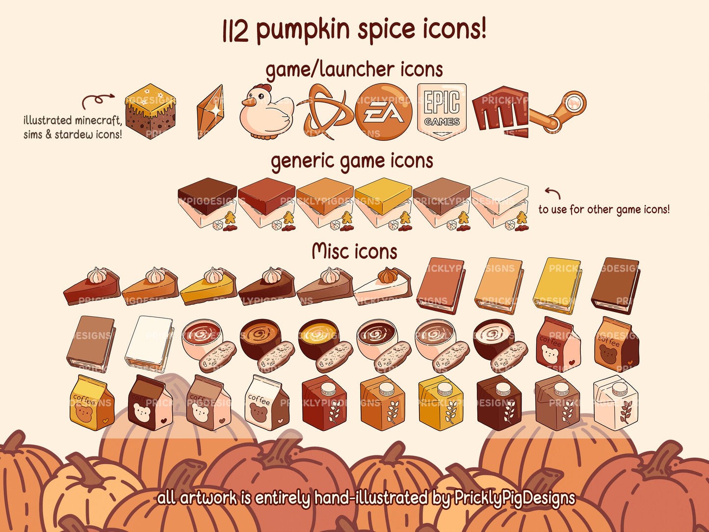 Pumpkin Spice Isometric Cafe Desktop Folder Icon & Wallpaper Pack for Windows + Mac
