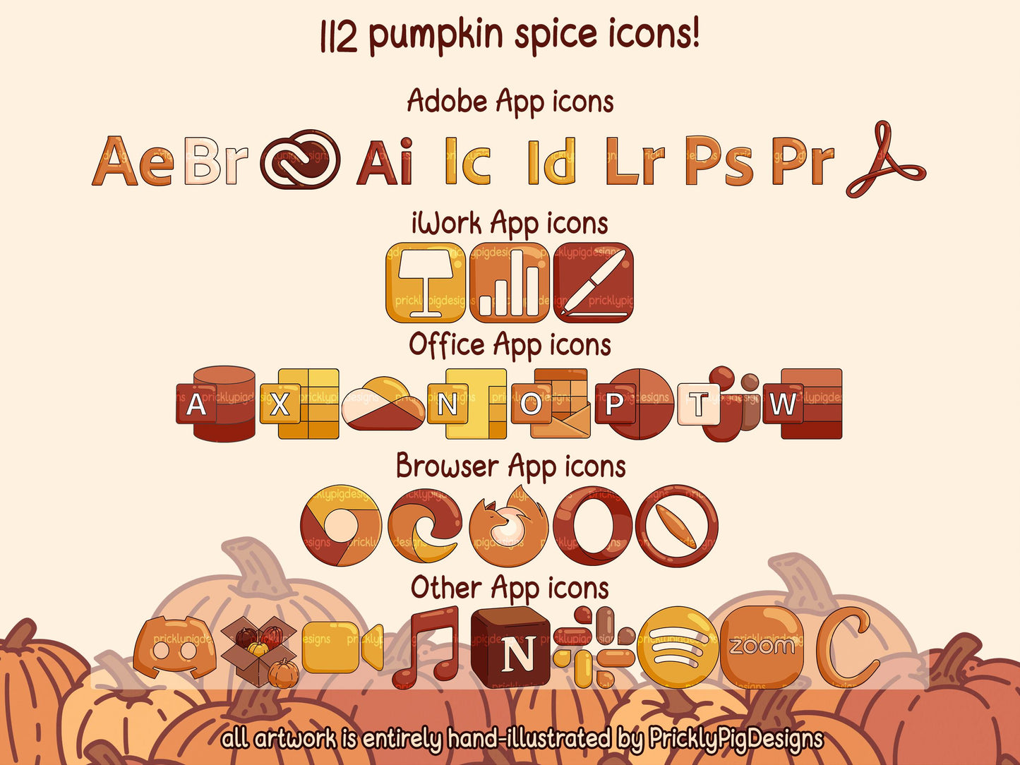 Pumpkin Spice Isometric Cafe Desktop Folder Icon & Wallpaper Pack for Windows + Mac