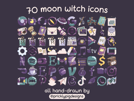 Moon Witch Aesthetic Icon Pack for iOS Android & Tablets