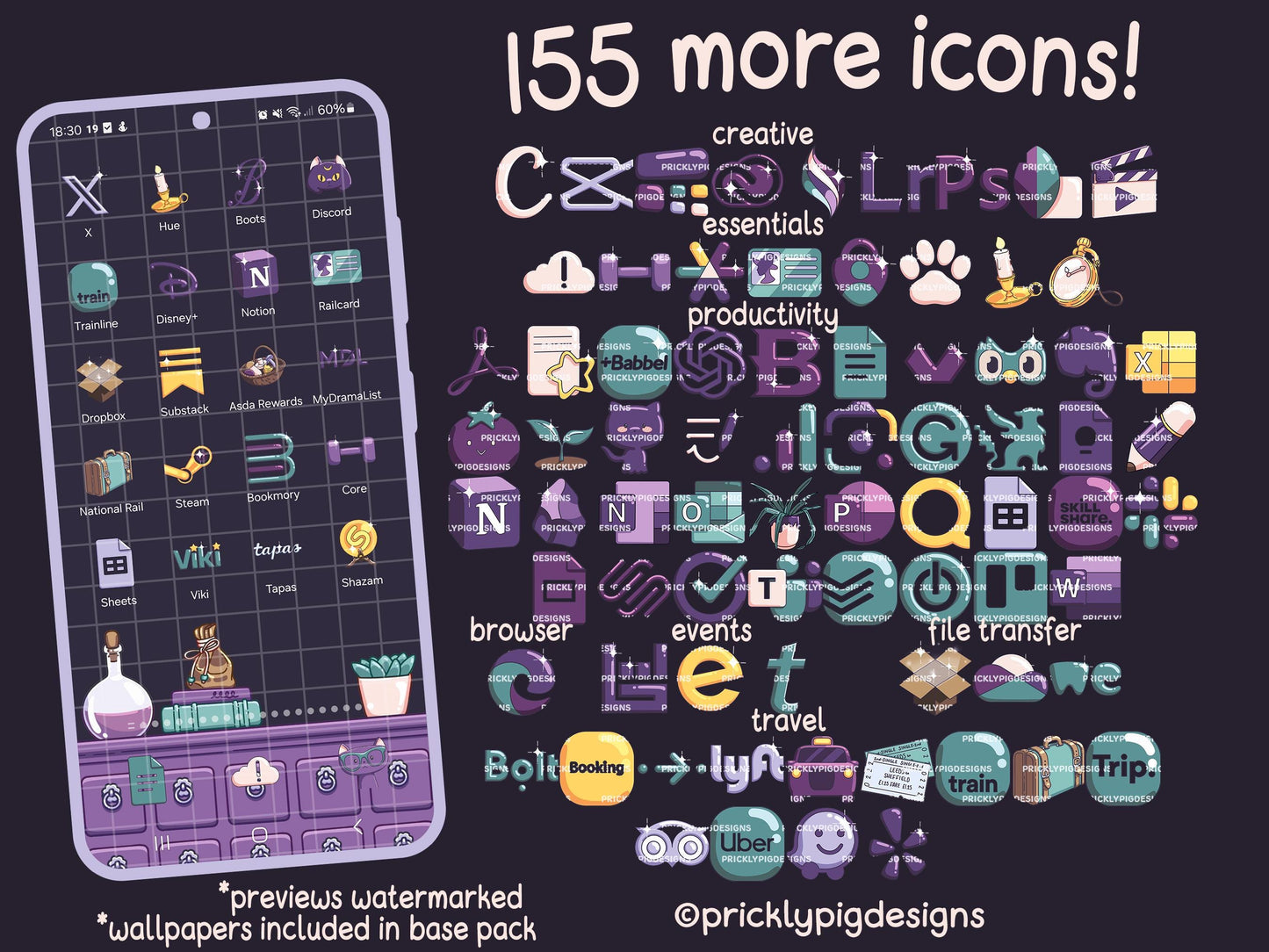 Moon Witch Aesthetic Icon EXPANSION Pack for iOS, Android & Tablets