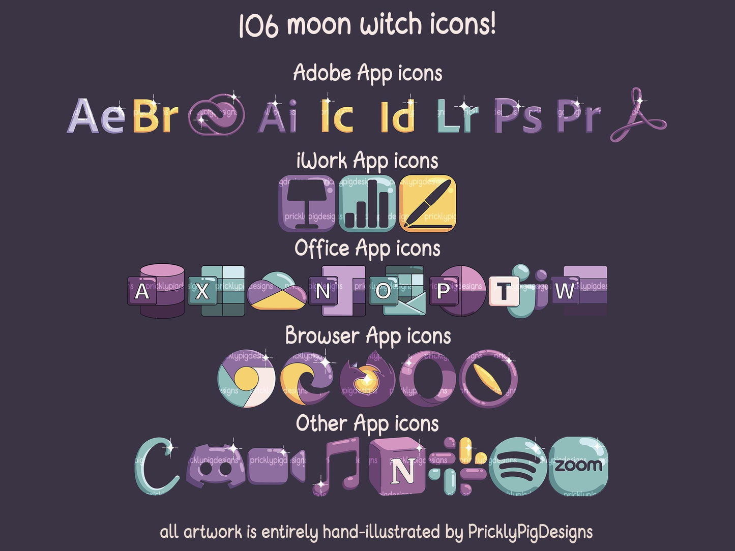 Moon Witch 2: Witchy Aesthetic Desktop Folder Icon Pack for Windows + MAC