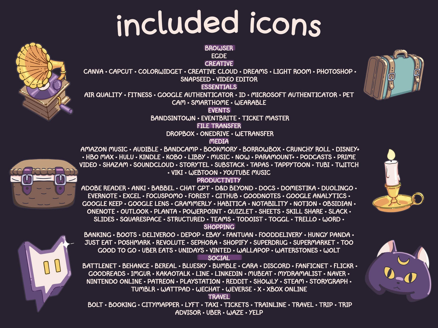 Moon Witch Aesthetic Icon EXPANSION Pack for iOS, Android & Tablets