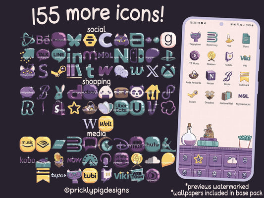Moon Witch Aesthetic Icon EXPANSION Pack for iOS, Android & Tablets