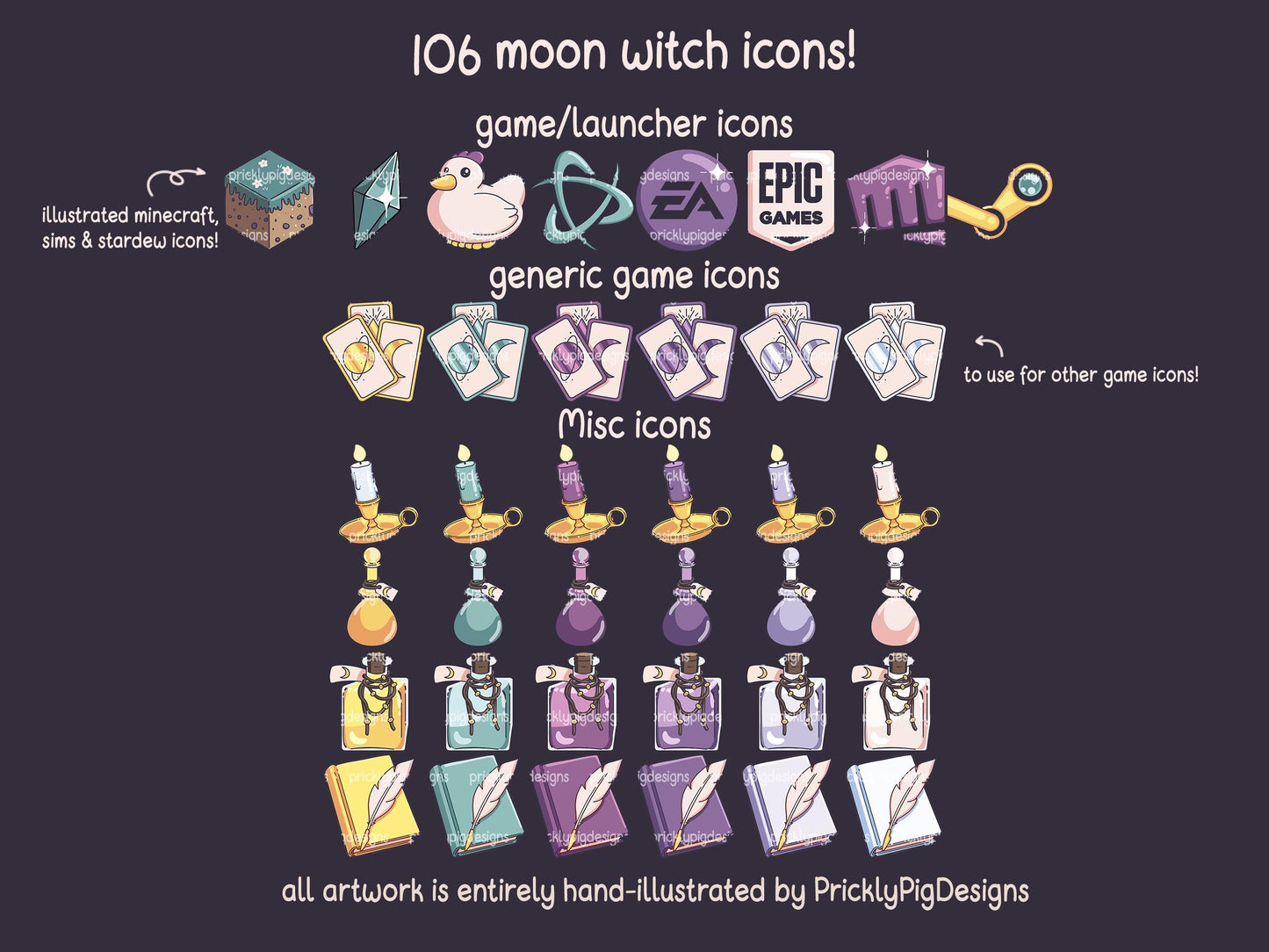 Moon Witch 2: Witchy Aesthetic Desktop Folder Icon Pack for Windows + MAC