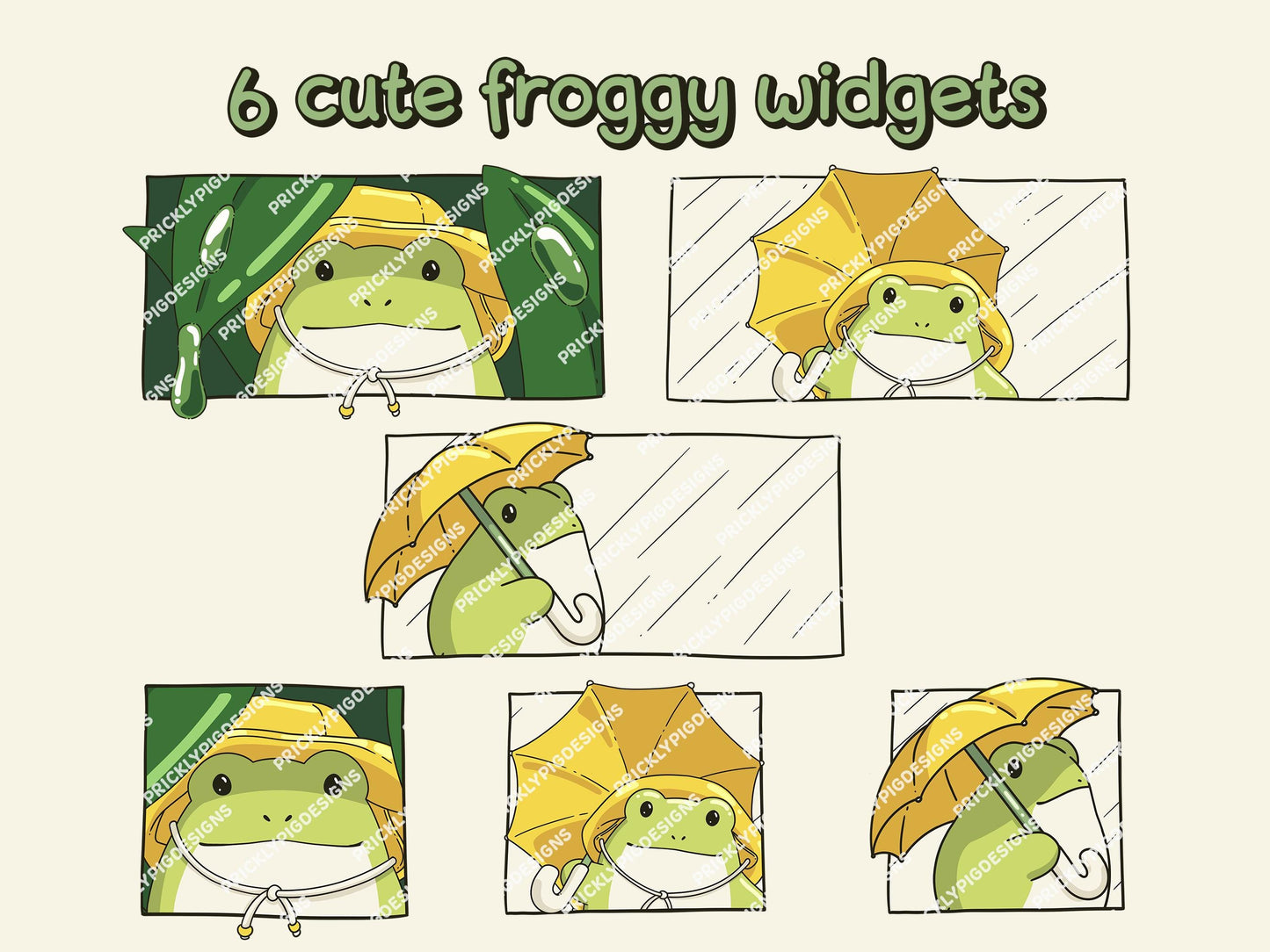 Froggy in the Rain Icon Pack for iOS, Android & Tablets