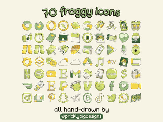 Froggy in the Rain Icon Pack for iOS, Android & Tablets
