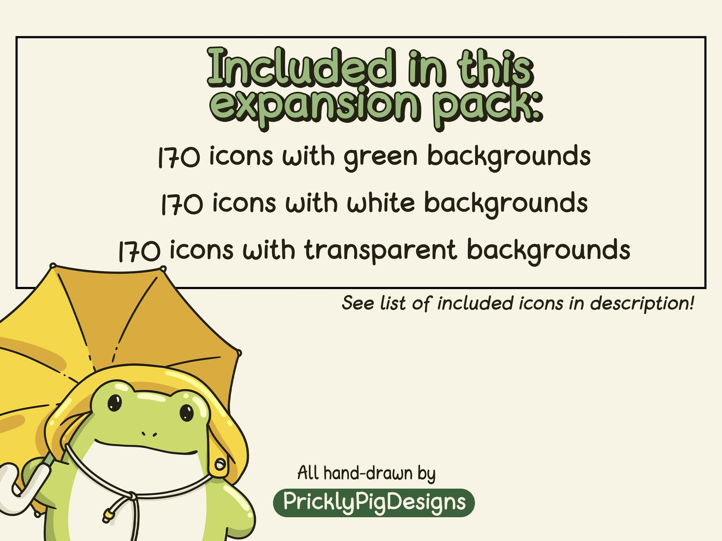 Froggy in the Rain EXPANSION Icon Pack for iOS, Android & Tablets