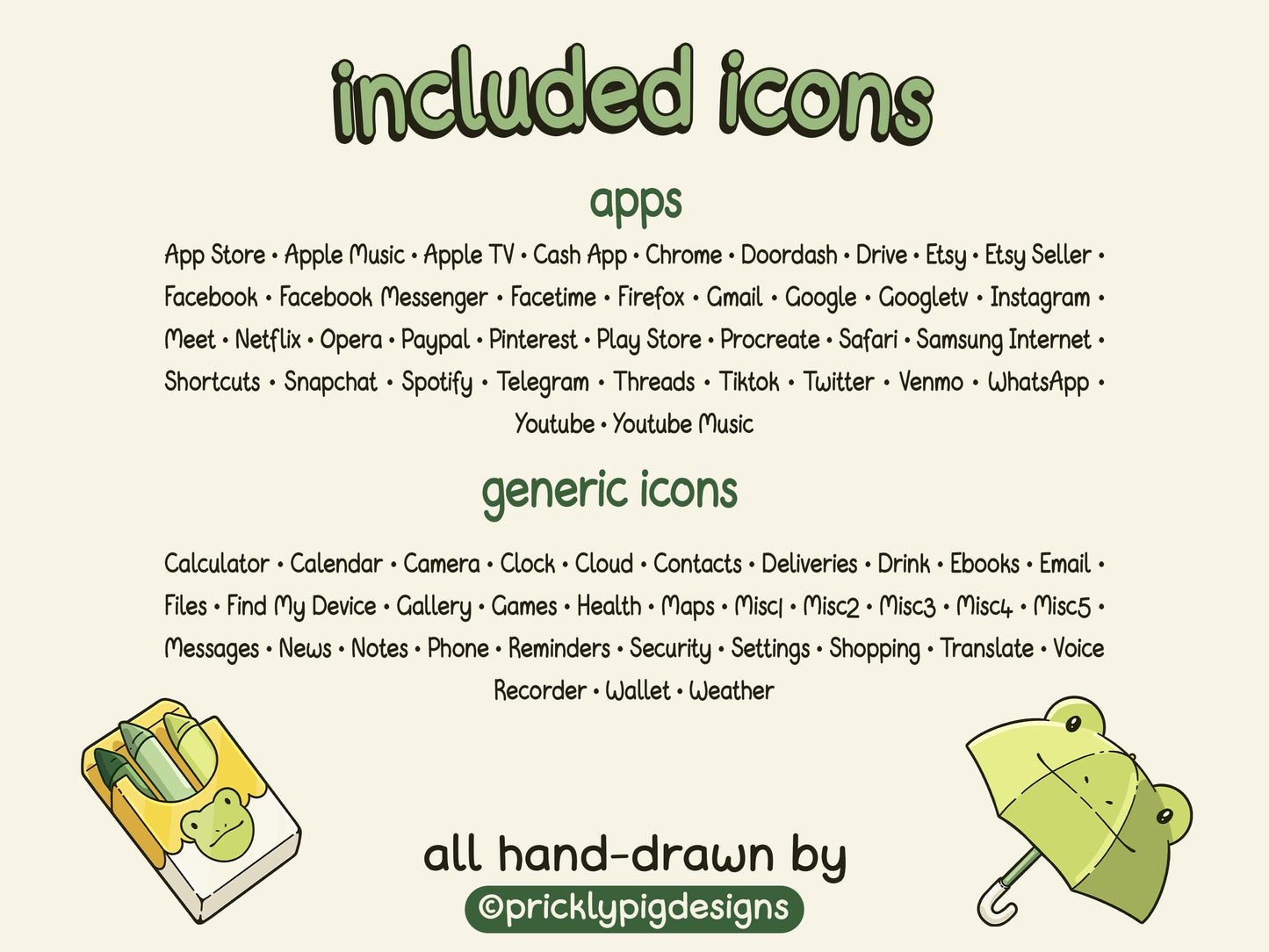Froggy in the Rain Icon Pack for iOS, Android & Tablets