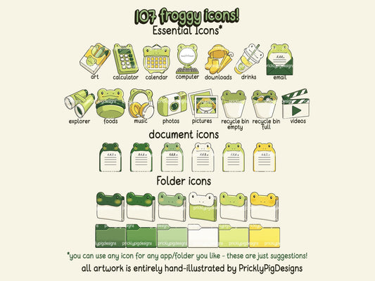 Froggy in the Rain Desktop Icon Pack for Windows & Mac