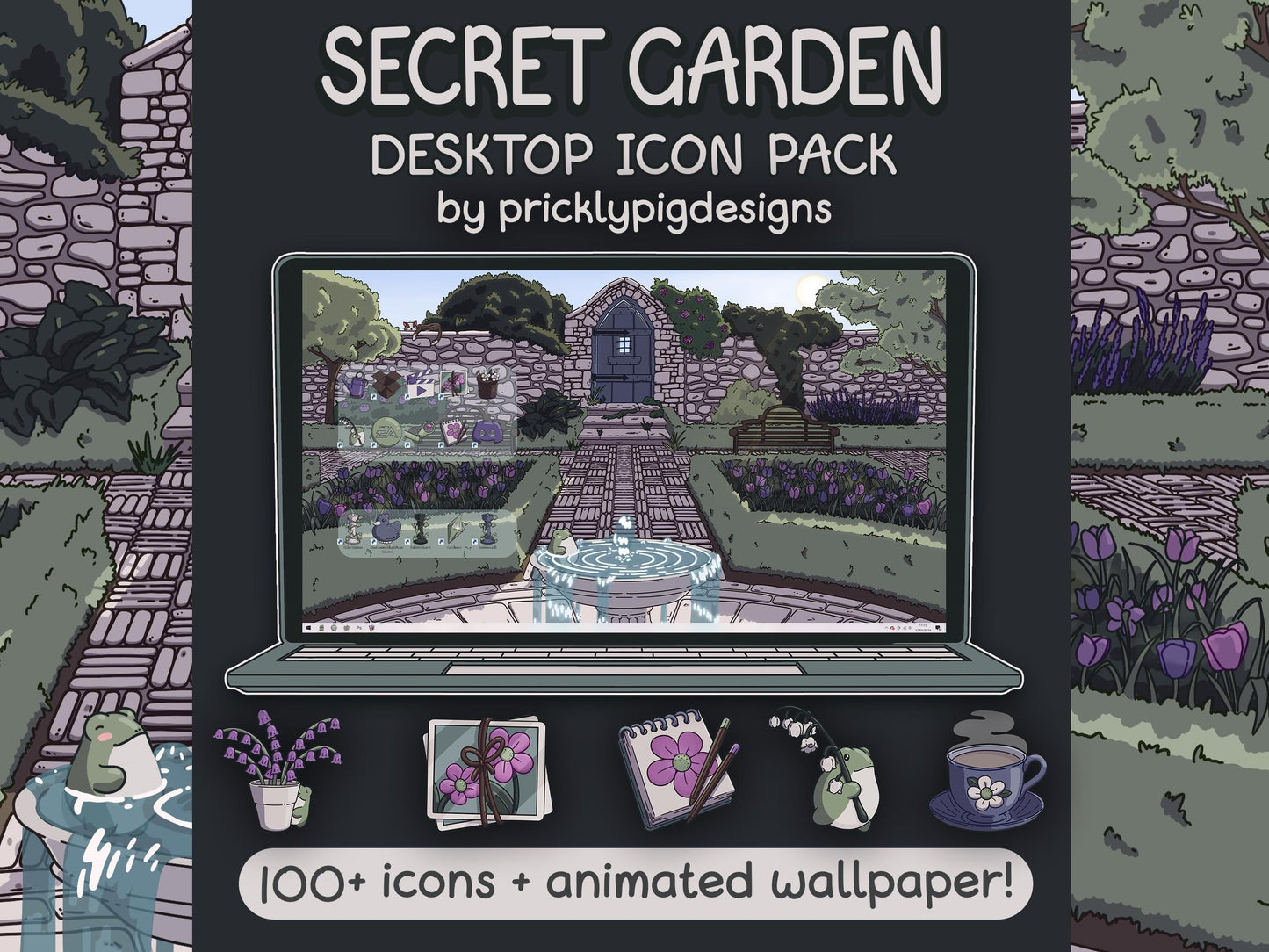 Secret Garden Aesthetic Desktop Folder Icon & Animated Wallpaper Pack for Windows + Mac
