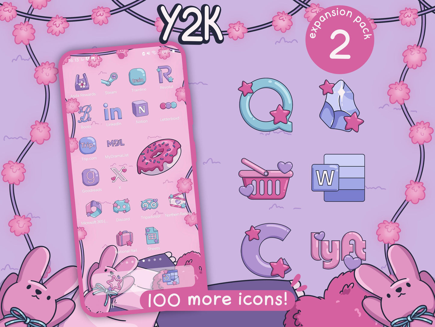 Y2K Aesthetic Icon Expansion Pack 2 for iOS, Android & Tablets