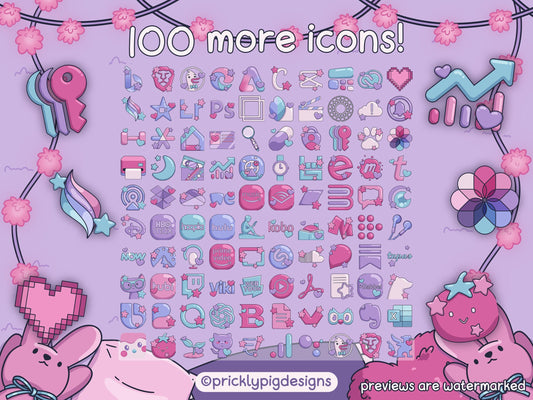 Y2K Aesthetic Icon Expansion Pack for iOS, Android & Tablets