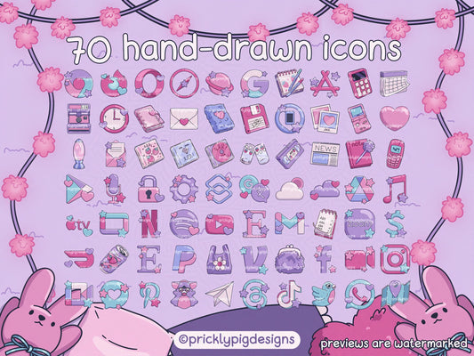 Y2K Aesthetic Icon Pack for iOS, Android & Tablets