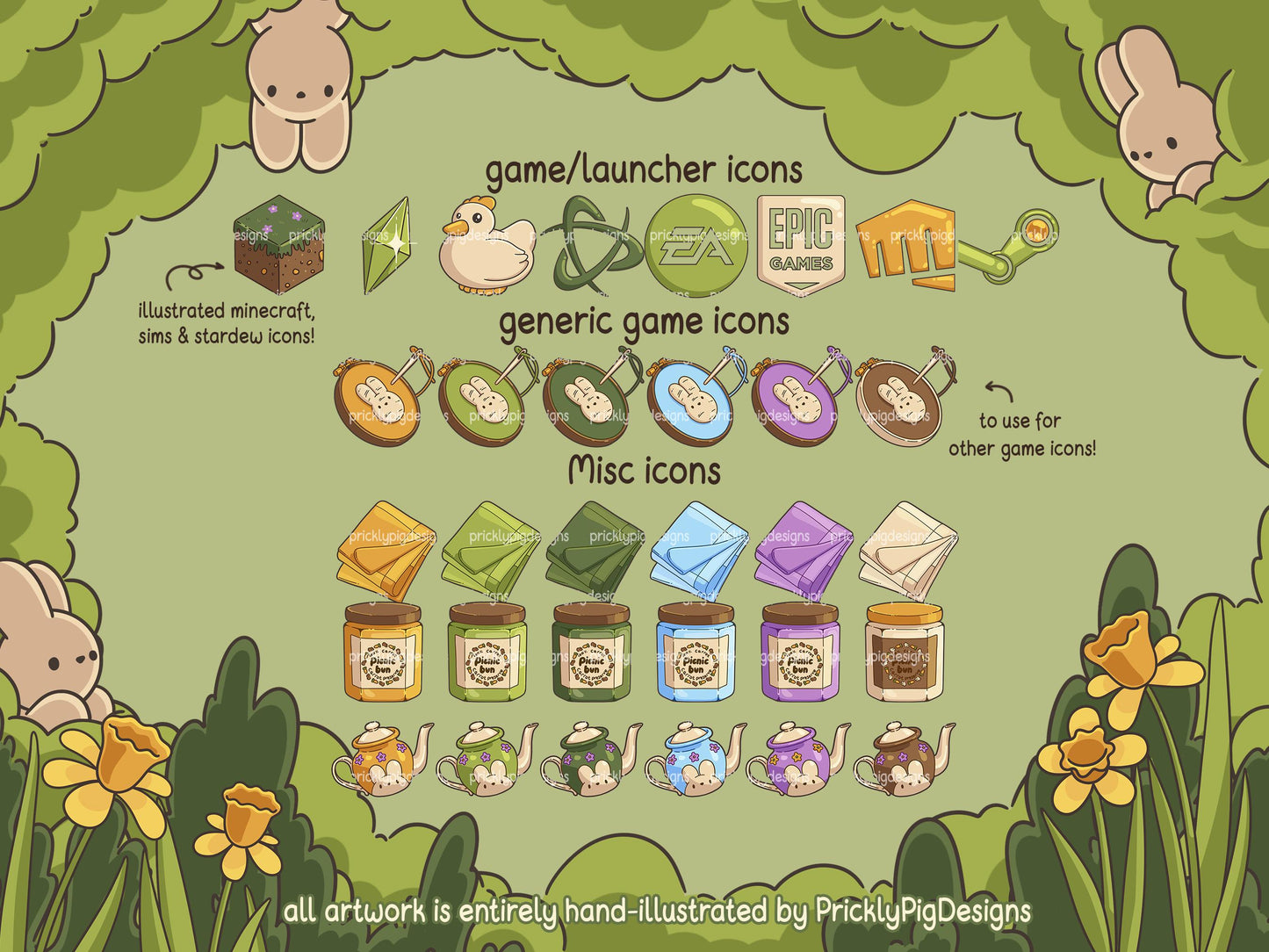 Picnic Bun Desktop Folder Icon & Wallpaper Pack for Windows + Mac