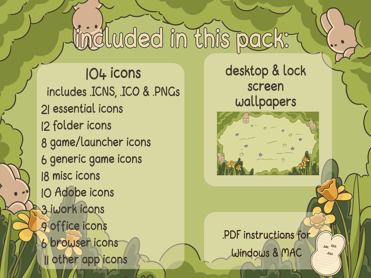 Picnic Bun Desktop Folder Icon & Wallpaper Pack for Windows + Mac