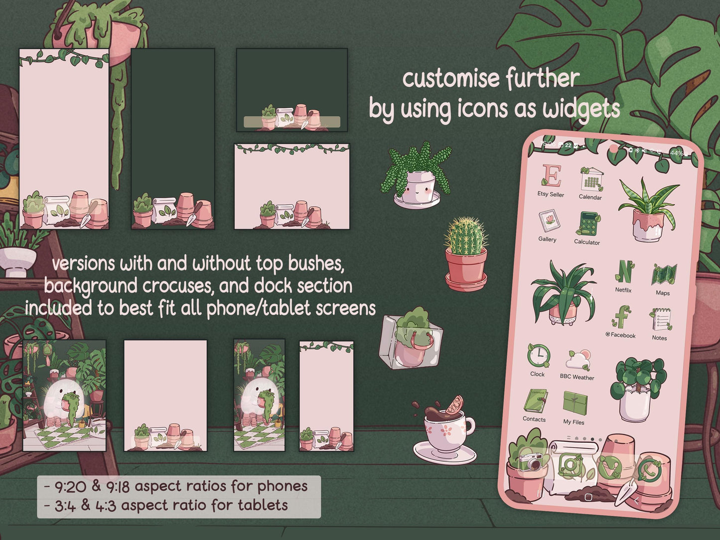 House Plant Ghostie Aesthetic Icon Pack for iOS, Android & Tablets