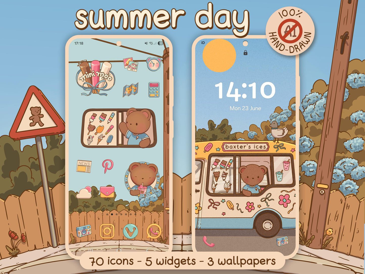 Summer Days Aesthetic Icon Pack for iOS, Android & Tablets