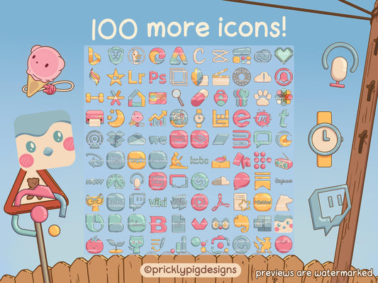 Summer Days Aesthetic Icon Expansion Pack 1 for iOS, Android & Tablets