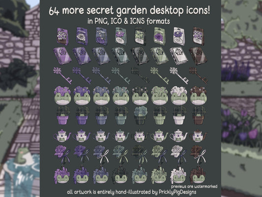 Secret Garden Expansion Pack: Desktop Folder Icon & Animated Wallpaper Pack for Windows + Mac