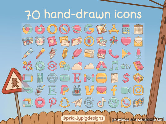 Summer Days Aesthetic Icon Pack for iOS, Android & Tablets