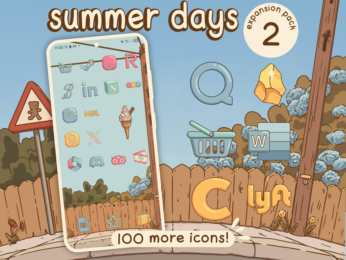 Summer Days Aesthetic Icon Expansion Pack 2 for iOS, Android & Tablets