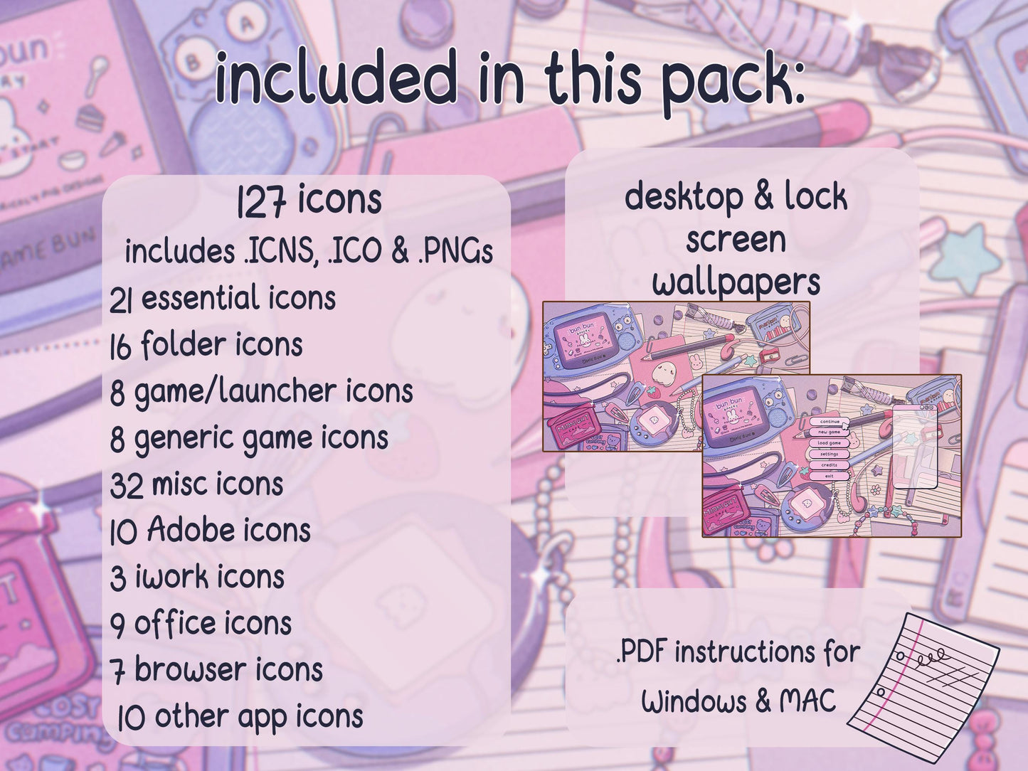 Y2K 2 Aesthetic Desktop Folder Icon Pack for Windows + MAC