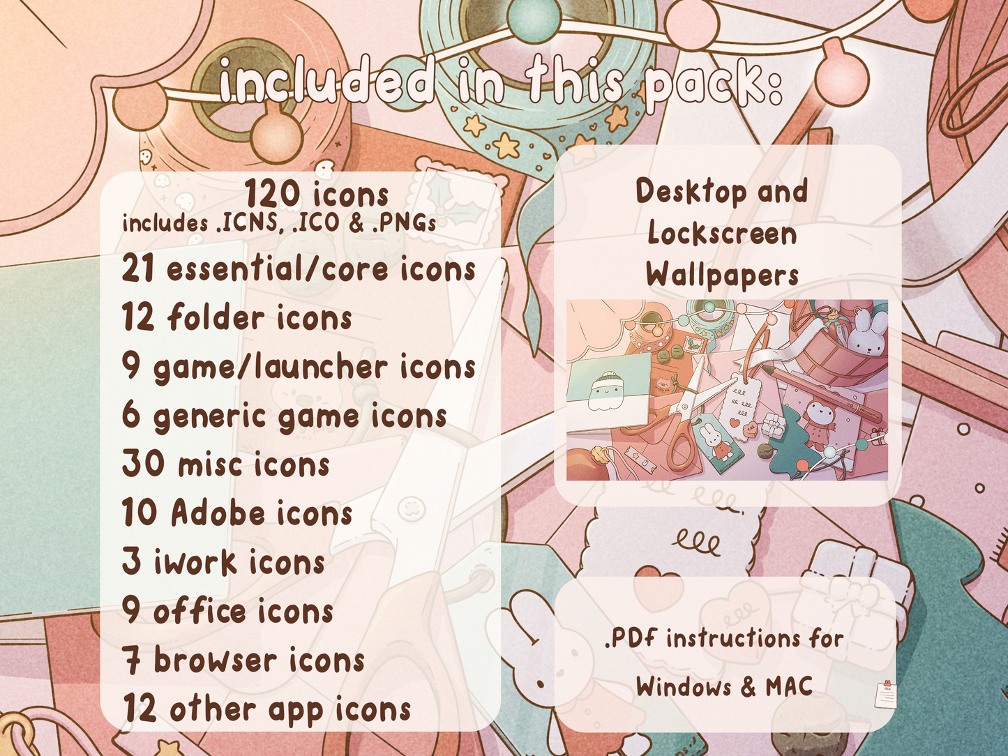 Cosy Holidays: Christmas Desktop Folder Icon & Wallpaper Pack