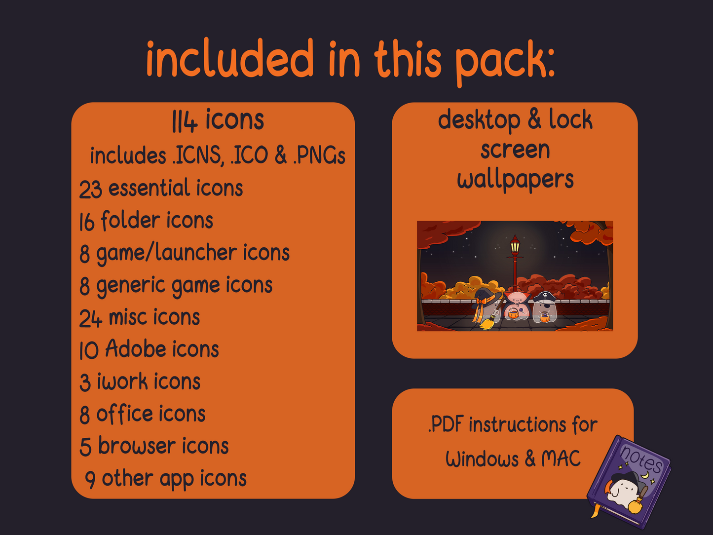 Trick or Treat Halloween Desktop Folder Icon & Wallpaper Pack