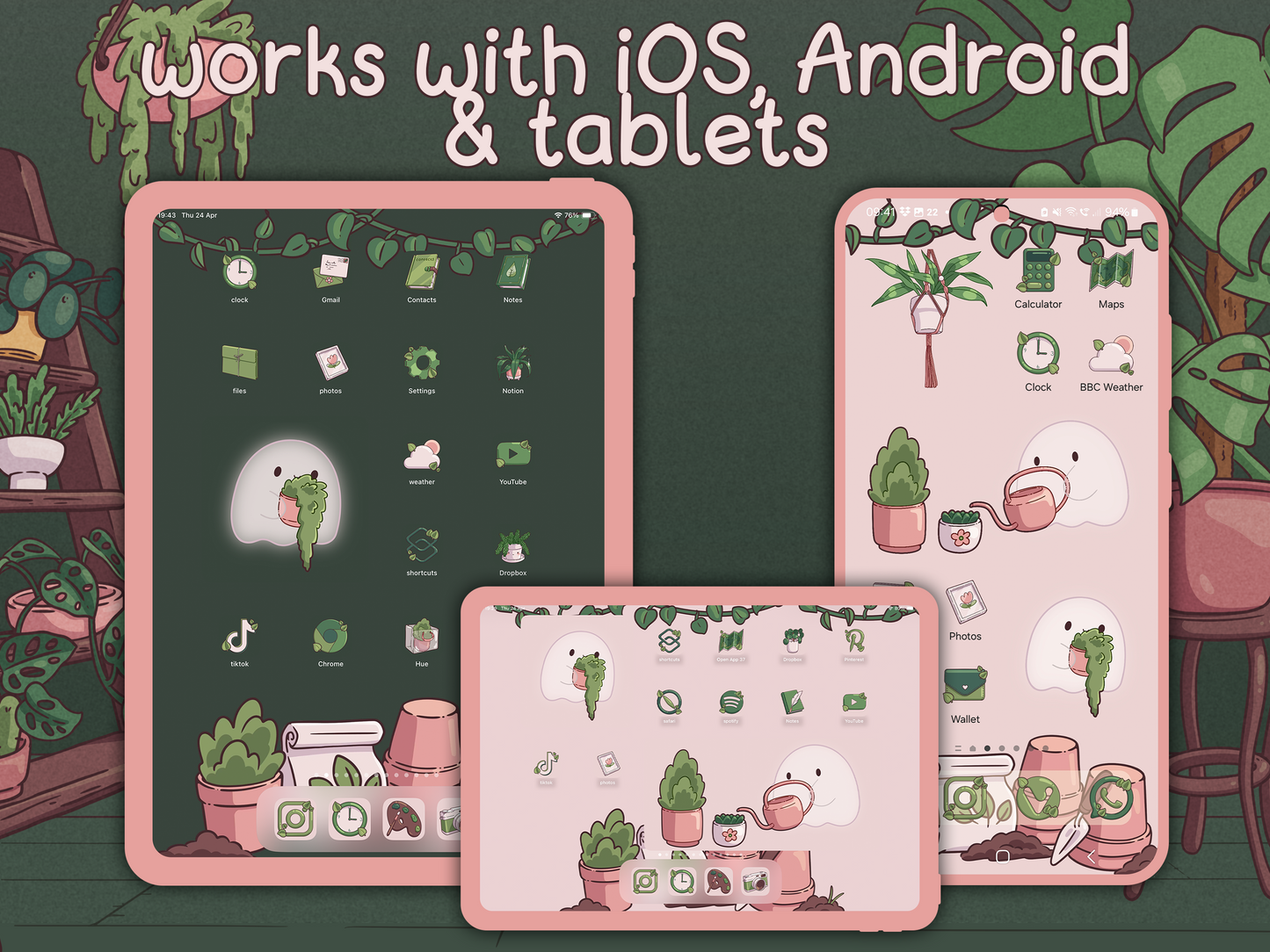 House Plant Ghostie Aesthetic Icon Pack for iOS, Android & Tablets