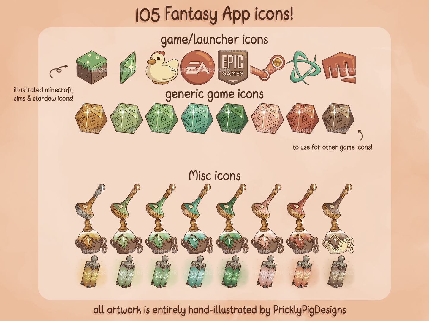 Fantasy Aesthetic Desktop Folder Icon & Wallpaper Pack for Windows + Mac