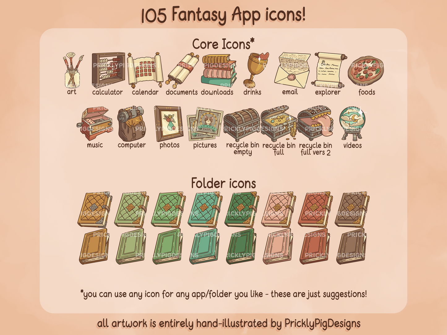 Fantasy Aesthetic Desktop Folder Icon & Wallpaper Pack for Windows + Mac