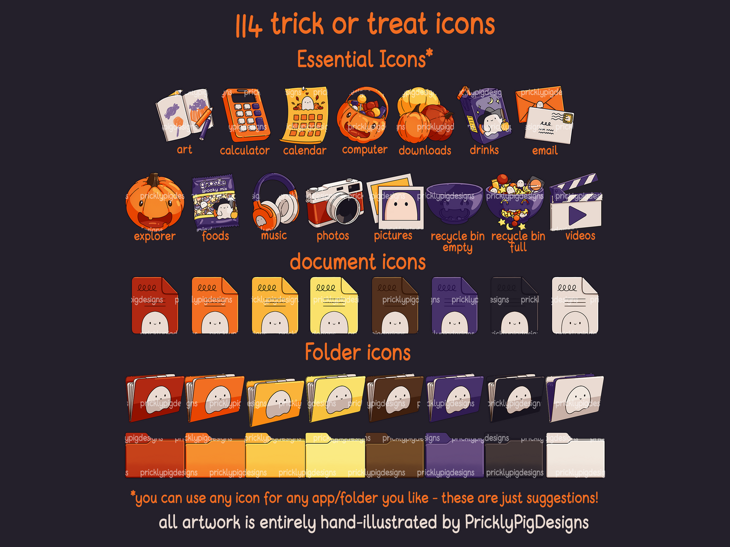 Trick or Treat Halloween Desktop Folder Icon & Wallpaper Pack