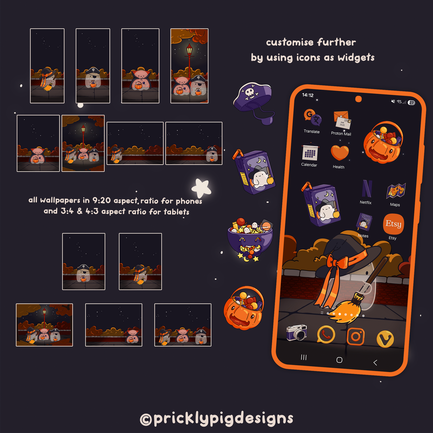 Trick or Treat: Halloween Ghost Wallpapers, icons and widgets for iOS, Android, iPad & Tablets