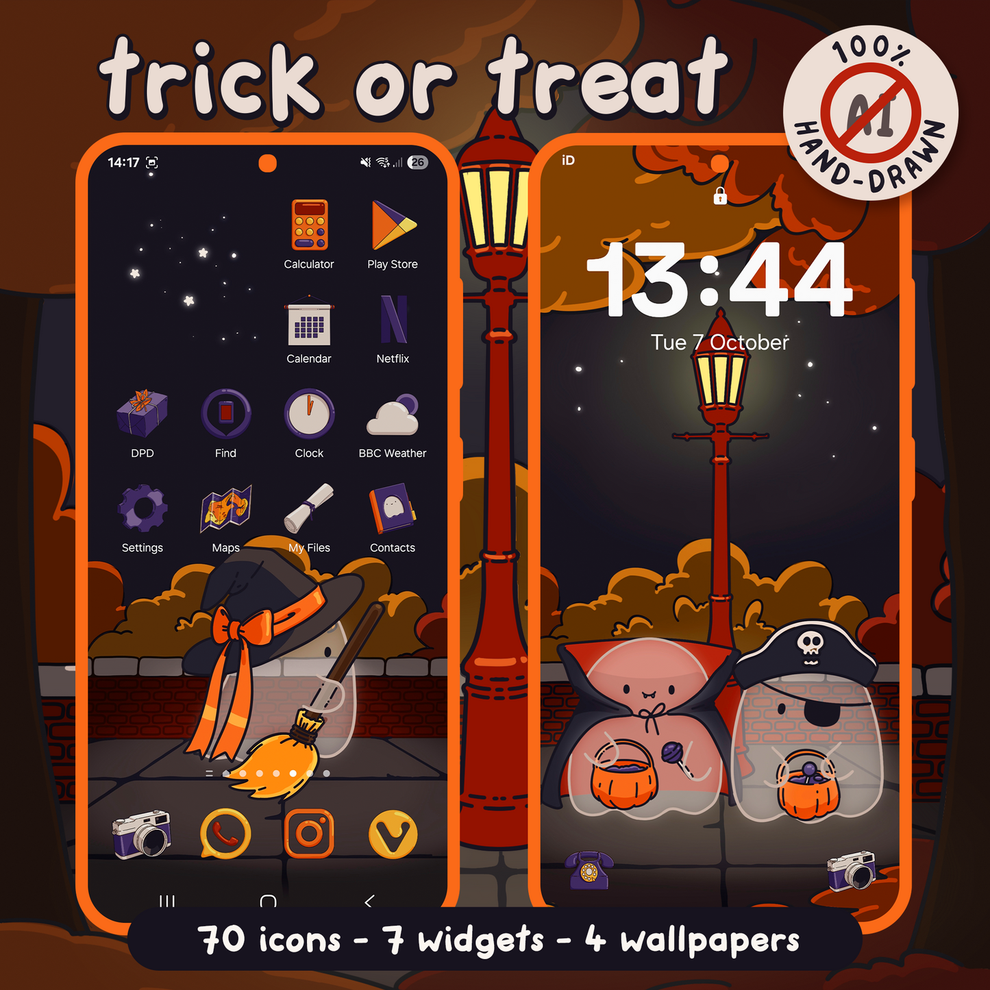 Trick or Treat: Halloween Ghost Wallpapers, icons and widgets for iOS, Android, iPad & Tablets