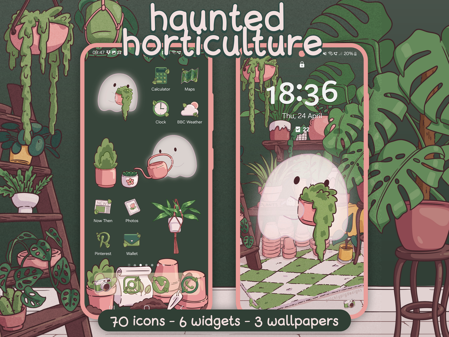 House Plant Ghostie Aesthetic Icon Pack for iOS, Android & Tablets