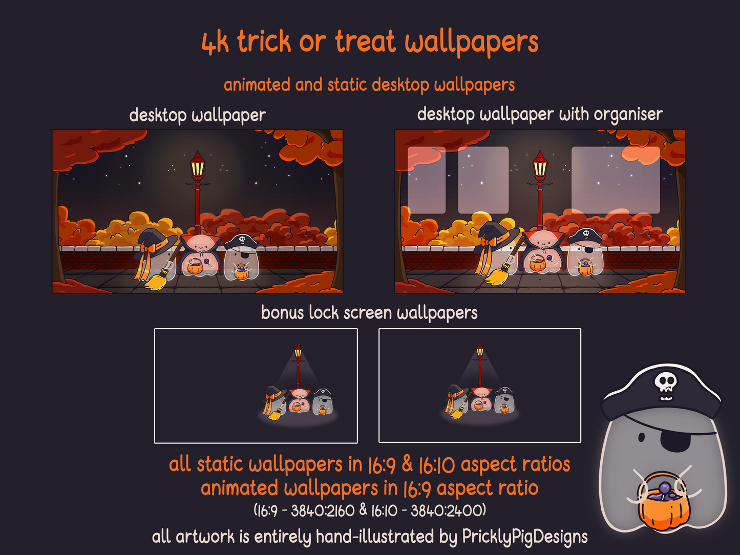 Trick or Treat Halloween Desktop Folder Icon & Wallpaper Pack