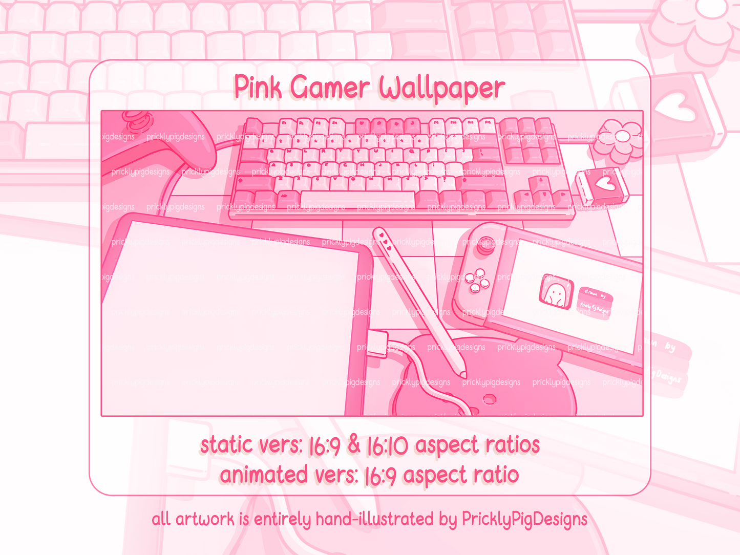 Pink Gamer Aesthetic Desktop Folder Icon & Wallpaper Pack for Windows + Mac