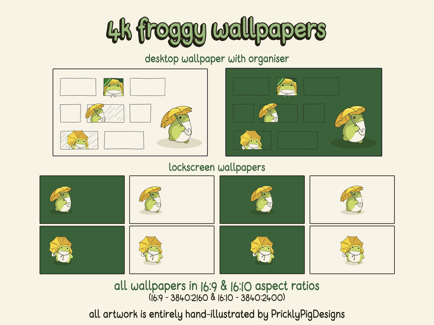 Froggy in the Rain Desktop Icon Pack for Windows & Mac