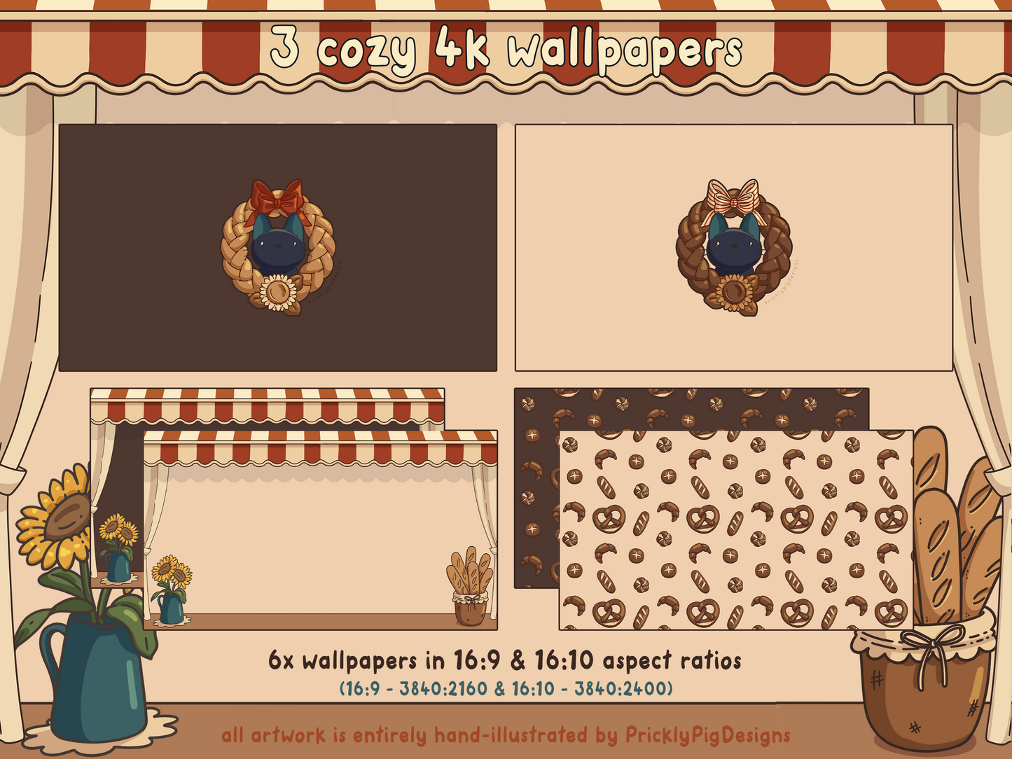 Black Cat Bakery Desktop Folder Icon & Wallpaper Pack for Windows + Mac