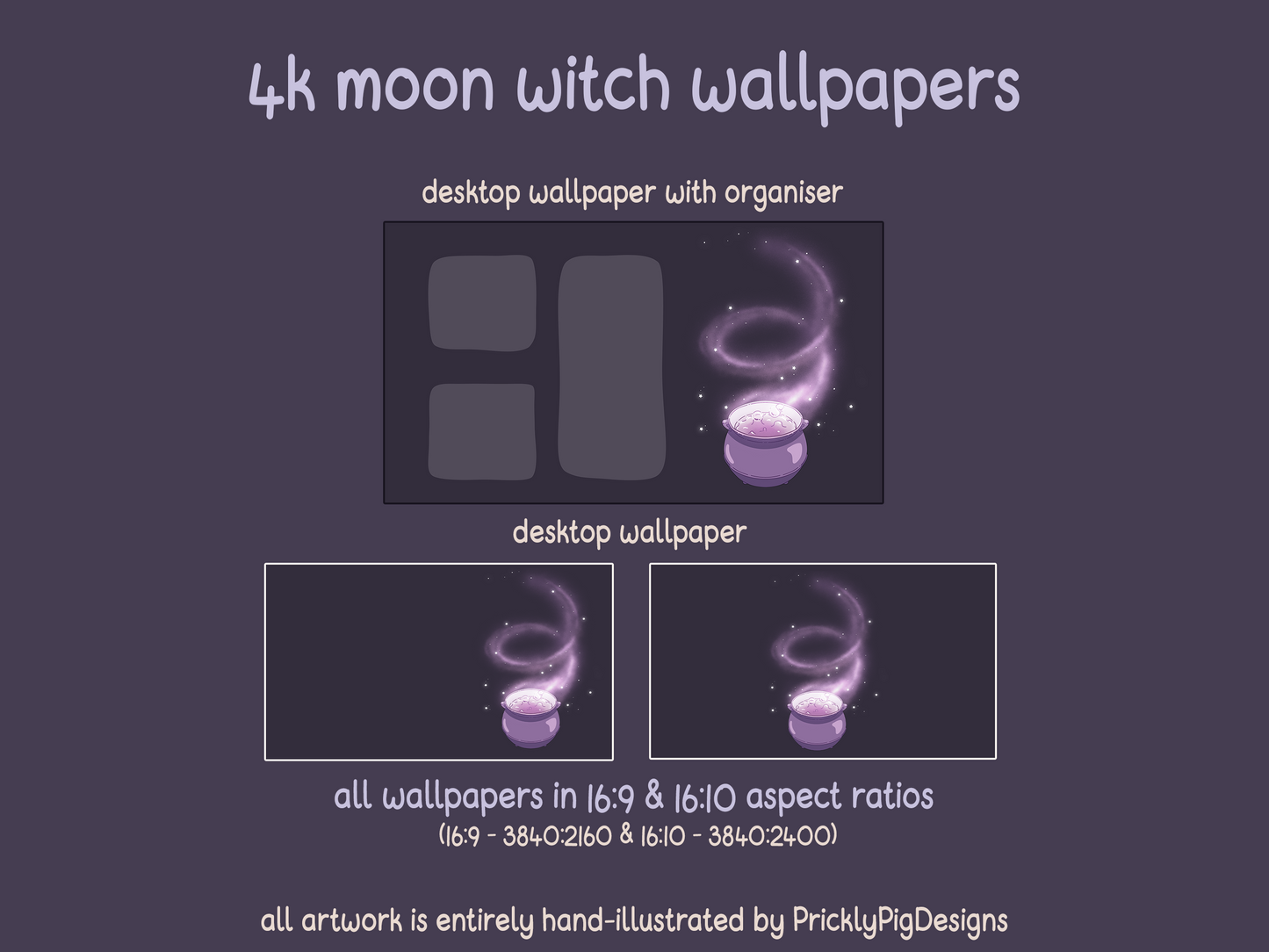 Moon Witch 2: Witchy Aesthetic Desktop Folder Icon Pack for Windows + MAC