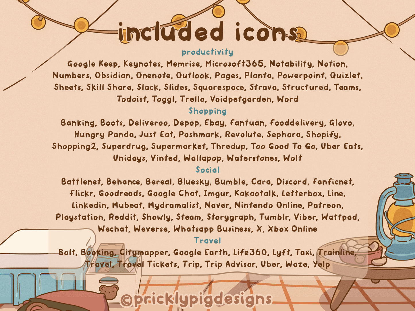 Cosy Camping EXPANSION 2 Icon Pack for iOS, Android & Tablets