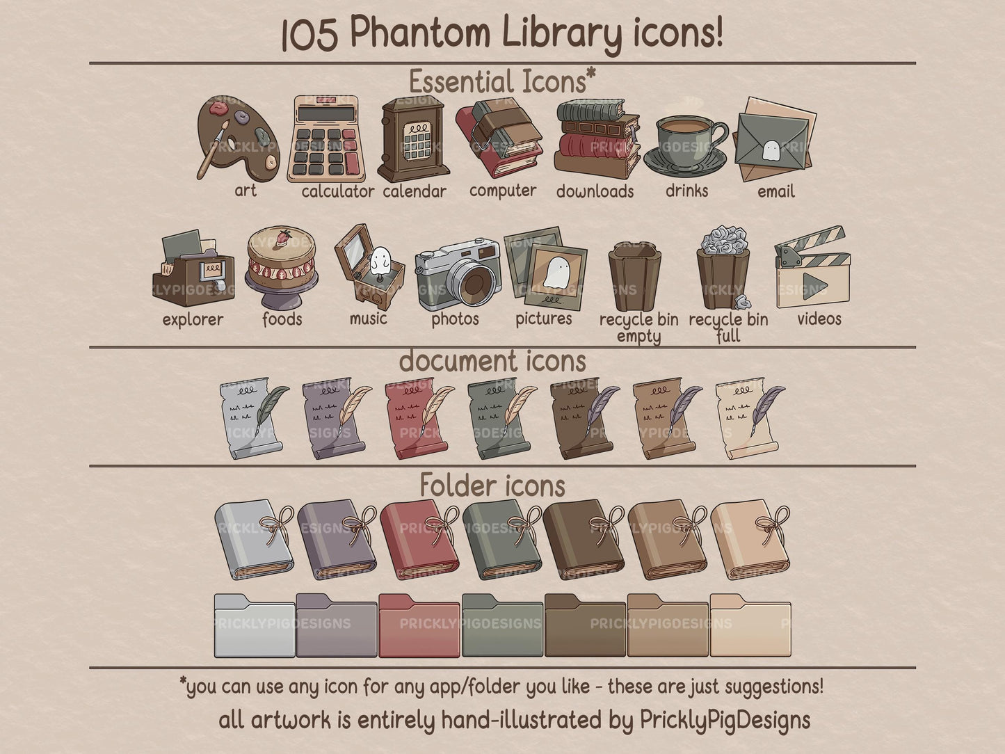 icons for essential apps and folders.